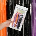 thumbnail image 3 of putnchl Tricolor Black And Orange With Purple Foil Fringe Curtain, 3.28FT X 6.56FT Door Curtains Photo Booth Back-drop For Halloween Party Decorations, 3 of 5