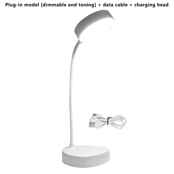 Lámpara de mesa LED 2.5W 3000-6000K Luz de lectura Lámpara de escritorio nocturna flexible giratoria de 360 °, carga actualizada, cable y cabezal Inevent HA005013-04B
