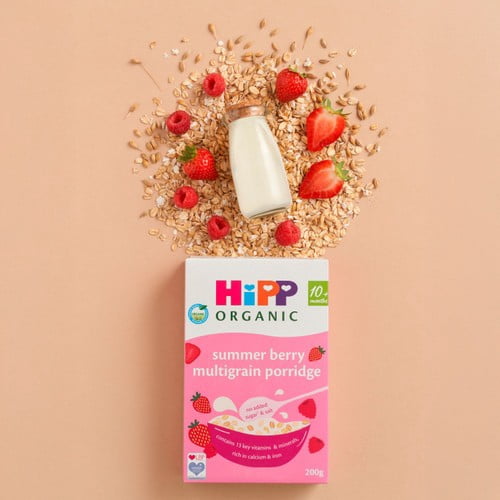 HiPP Organic Summer Berry Multigrain Porridge 10+ Months 200g, British Import (Pack of 3)