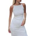 thumbnail image 2 of Vestido largo de punto sin mangas, ajustado, fruncido, paquete ajustado, malla a la cadera, un hombro, vestido corto con lazo, vestido largo de boda D, 2 of 5