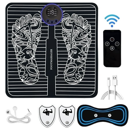 FVLOENG EMS Foot Massager SPA Muscle Relaxation Electric Massager Mat Pad for Foot Stimulator Feet Circulation Relief, Neuropathy  Plantar Fasciitis Portable & Rechargeable,with 8 Modes &19 Levels