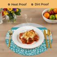 thumbnail image 4 of Teal Floral Round 15 Inch Placemats Set of 4, Botanical Blossom Motif Boho Grey Stripes HeatResistant Non Slip Place Mats for Dining Table, Wipeable Braided Kitchen Table Mats for Housewarming, 4 of 9