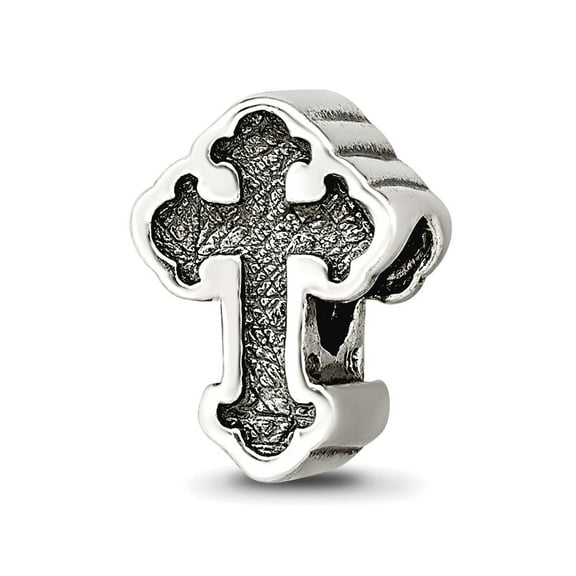 925 Sterling Silver Polished Oxidized Reflections Budded Religious Faith Cross Bead Charm 11.82x8.18mm Wide Pendant Neck