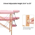 thumbnail image 5 of TrumanPick Wood Massage Table Portable Lash Beds Spa Bed Massage Couch Foldable Spa Tables Adjustable 2 Fold with Non-Woven Bag 24 inch, Pink, 5 of 7