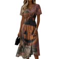 thumbnail image 2 of Womens Halloween Midi Dresses Pumpkin Bat V Neck Spooky Dress Short Sleeve Horror Cute Dresses, 3XL, 2 of 5