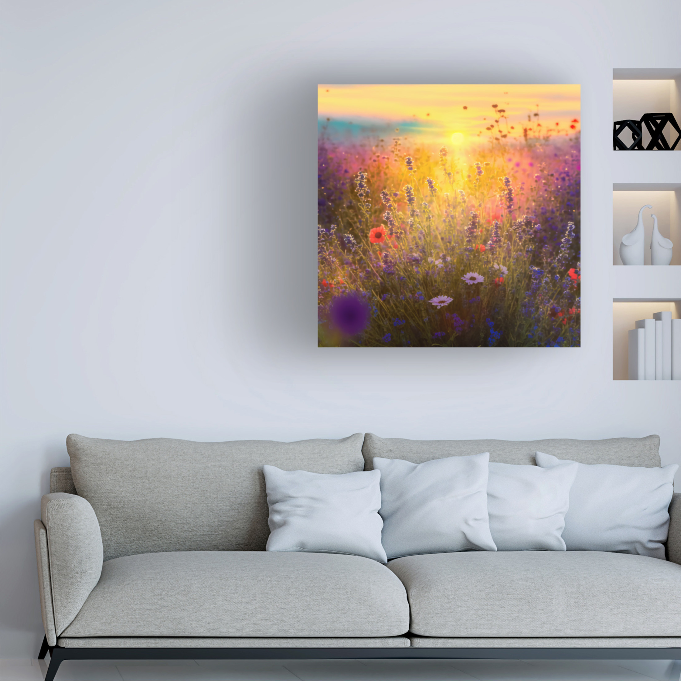 Canvas Wall Art - Ray Heere 'Flowering Fields 1' Wall Art for Living Room, Bedroom, or Office Décor by Trademark Fine Art - 24 x 24 Inches