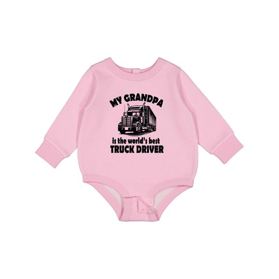 Inktastic Grandpa is Worlds Best Truck Driver Baby Fleece Bodysuit