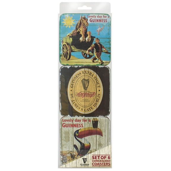 Guinness Father's Day Nostalgic Cork-Backed Coasters - Assorted 6 Pack