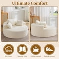 thumbnail image 6 of 55'' Round Oversized Chaise Lounge Indoor Chair, No Assembly Corduroy Compressed Circle Sofa Bed,Comfy Upholstered Sleeper Couch,Lazy Bean Bag Couch for Living Room, Bedroom,Beige, 6 of 8
