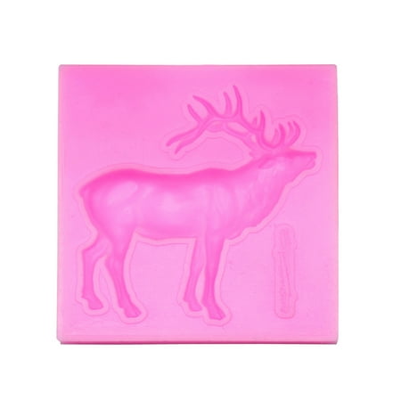 

Christmas Deer Elk Silicone Cake Mold Soap Chocolate Candy Fondant Mold Kitchen Baking Tool (Pink)
