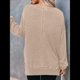 thumbnail image 5 of Sudadera de Cuello Redondo de Punto Gofre de Gran Tamaño para Mujer, Sudadera Informal de Larga con Laterales Caqui S, 5 of 8