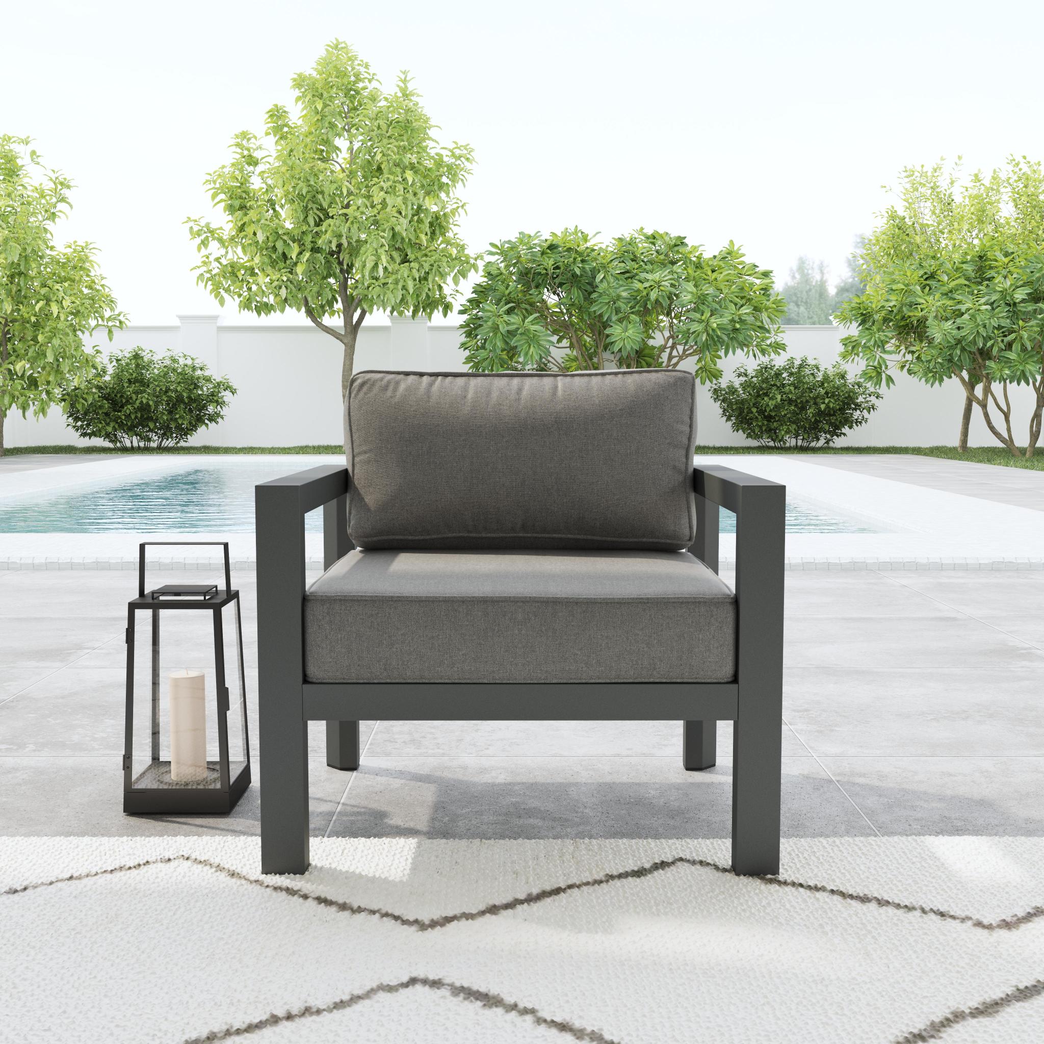 Homestyles Grayton Aluminum Outdoor Aluminum Lounge Chair in Gray - image 3 of 10