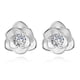 thumbnail image 4 of Pendientes de plata de ley chapados en oro con forma de rosa, hipoalergénicos y sin níquel para mujer Rojo Verde, 4 of 4