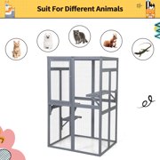COZIWOW Catio Outdoor Cat Enclosure Window Access, Wooden Cat House Cage Indoor