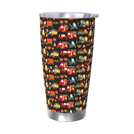 

Lukts Construction Truck for 20OZ Car Cup Stainless Steel Direct Drinking Straw Thermos Cup Suitable for Office Travel and Car-Without Straw