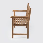 Ash & Ember Summit Grade A Teak 59 Cross Bench, Seats 2 People, Weather Resistant Solid Wood Patio Furniture, Crisscross Back Design with Tightly Spaced Slats
