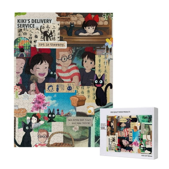 Jigsaw Puzzle 500 Pieces, Kiki's Delivery Service Wooden Puzzle Picture Decorations Toys for Teens Adults