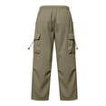 thumbnail image 6 of Huowey Womens Baggy Cargo Pants Wide Leg Hiking Pants With Pockets Drawstring Casual Daily Stylish Travel Bottoms,Green,L, 6 of 6