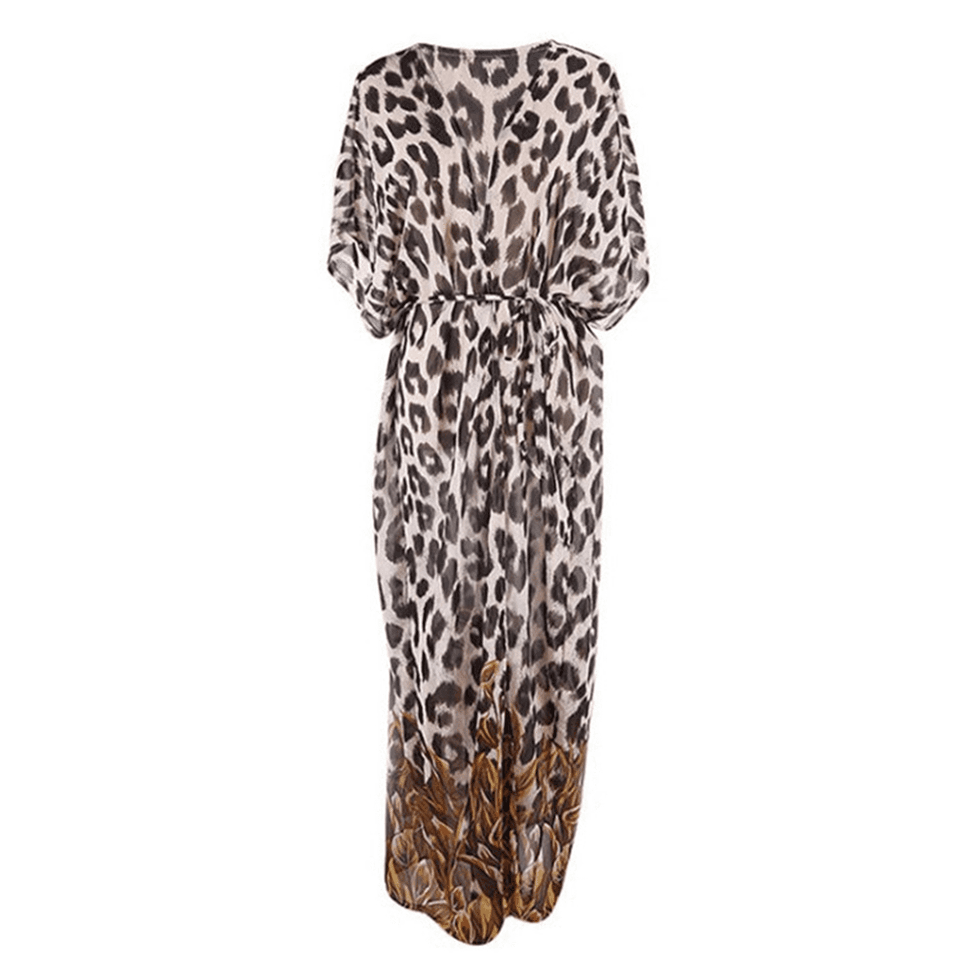 Bagilaanoe - Women Loose Leopard Print Cover-Up Bikini Beach Dress Long ...