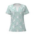 thumbnail image 3 of Naloa Playing Rabbit Print T-Shirts Short Sleeve V Neck Tees for Women Fashion Tops Trendy Lightweight Soft Casual Summer Outfits Clothes, 3 of 5