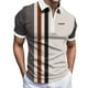 thumbnail image 1 of Camisas Hombre Manga Larga Camiseta estampada de manga corta con cremallera y solapa a la de primavera y verano para hombre (Khaki, L), 1 of 6