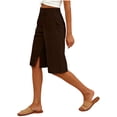 thumbnail image 4 of Cotton Linen Shorts for Women Solid Color Shorts Mid Length Split Casual Fashion Pants, 4 of 5