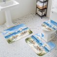 thumbnail image 3 of Summer Vacation Bathroom Rugs Set Watercolor Beach Chair Grass Non Slip Absorbent Soft Bath Mats 3 Piece Set with Bathroom Rug, U-Shaped Floor Mat, Toilet Seat Cover Large Size, 3 of 9