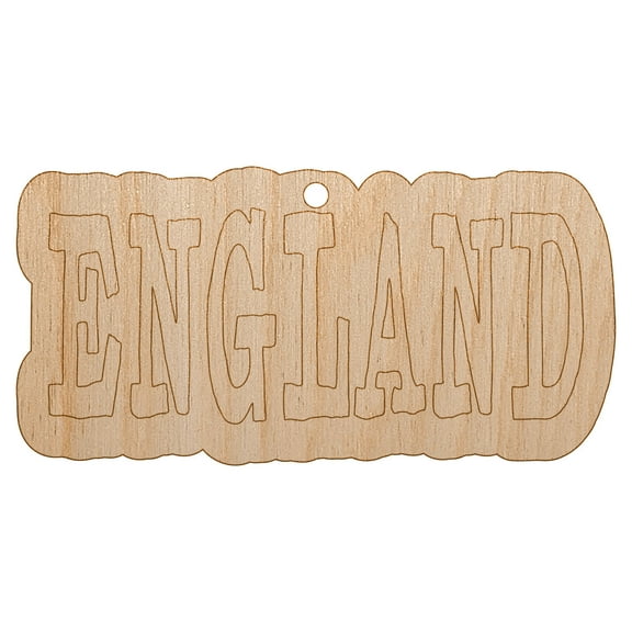 England Fun Text Wood Holiday Christmas Tree Ornament Unfinished DIY Pre-Drilled Craft