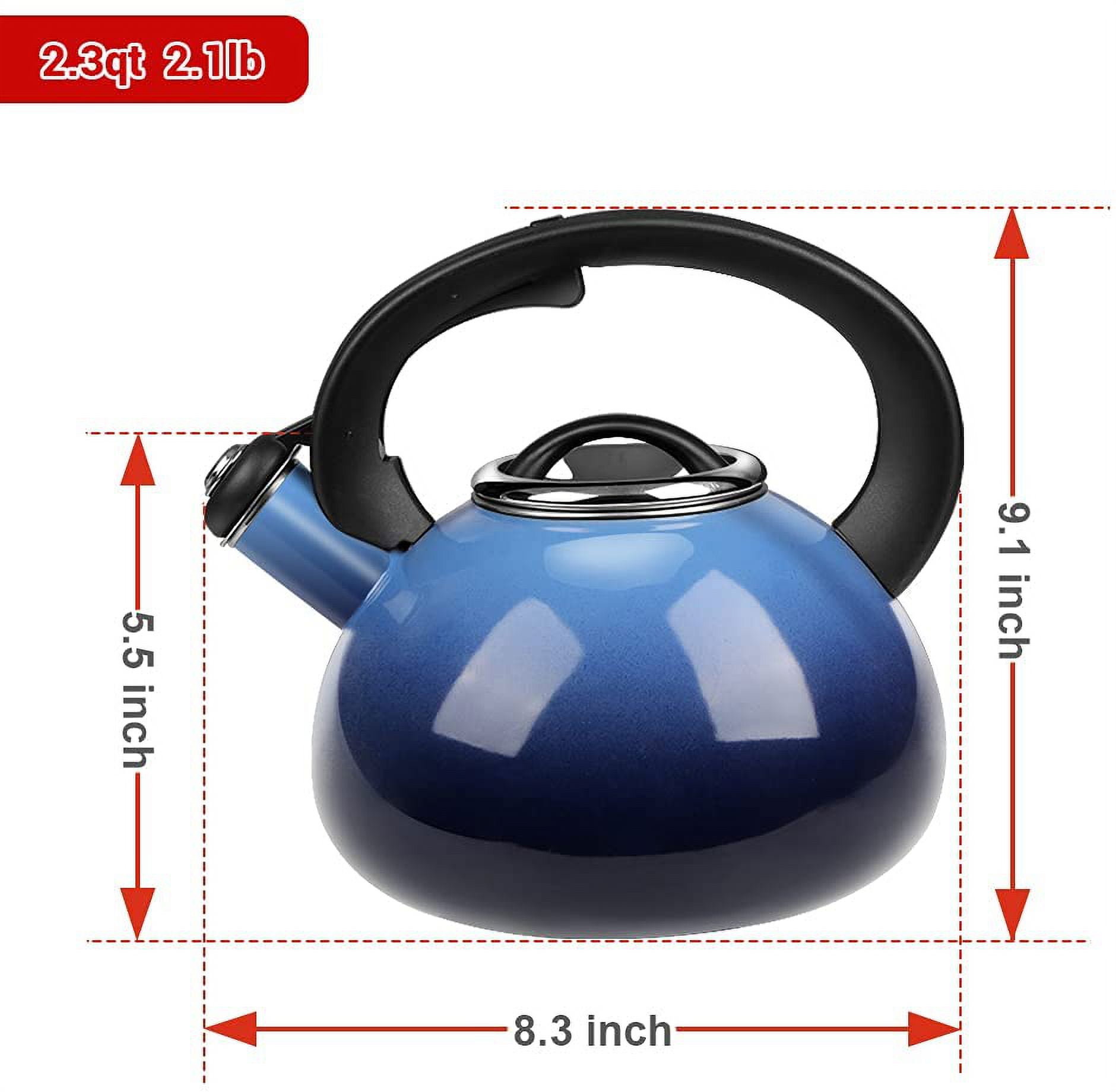  Tea kettle, Orange Whistling Tea Kettle for Stovetop 2.3 Quart  Food Grade Stainless Steel Teapot with Cool Touch Ergonomic Handle: Home &  Kitchen