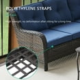 thumbnail image 3 of POCASSY Outdoor Sectional Sofa with Fire Pit Table - All Weather Brown Wicker Patio Furniture Set L Shaped Sectional Sofa with 41" Rectangular Propane Firepit Table - Blue Cushion, 3 of 11