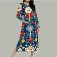 thumbnail image 3 of Women Fleece Zip Robe Long Sleeve Flannel Nightgown Warm Plush Sleepwear Floral Print Loungewear Winter Dress, 3 of 8