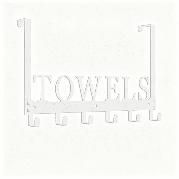 XIBUFE over the Door Rack,Towel Hooks for Bathroom,Bath Towel Holder Door Mount Metal Towel Hanger for Bedroom Kitchen Pool Beach Towels Bathrobe Wall Mount Towel Rack for Bathrooms (6 Hooks,White)