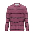 thumbnail image 5 of gbyLJF Men Casual Sweatshirts Quarter Zip Turn-down Collar Striped Printing Pullover Rugby Shirts Sports Long Sleeve Shirt, 5 of 5