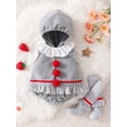 thumbnail image 3 of RUINIXCW Newborn Baby Girl Boy Halloween Clown Costume Infant Fall Winter Cosplay Outfit Warm Fleece Sleeveless Hooded Zipper Romper Stockings Set, 3 of 10