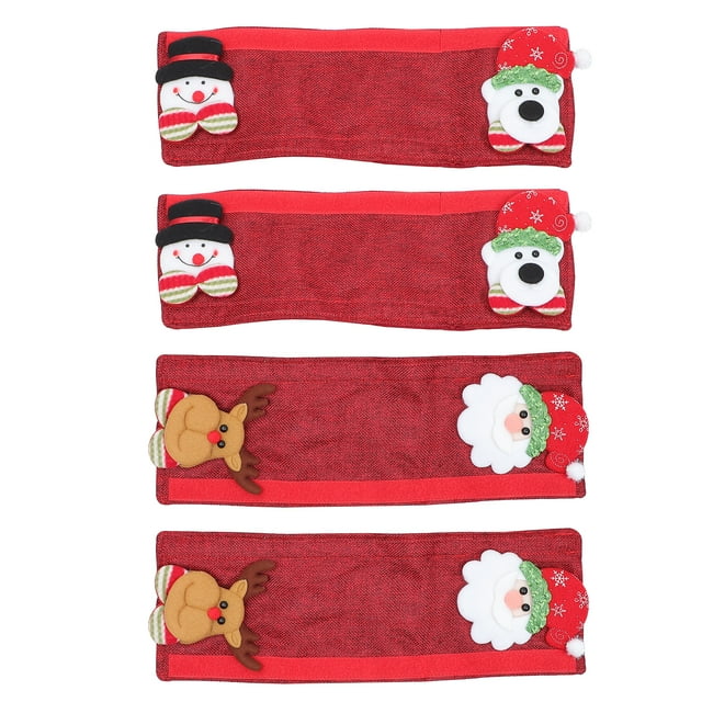 MasteelfCA 4 Pcs Décorations de Cuisine de Noël Couvre-Poignées de Réfrigérateur Décor de Poignée de Four
