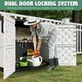 thumbnail image 5 of Nihsuao Store-It-Out Midi Horizontal Durable 36 Cu.ft Resin Outdoor Storage Shed With Heavy Duty Floor and Locking Latch, for Lawnmowe, Garden Tools, Black & White, 5 of 7
