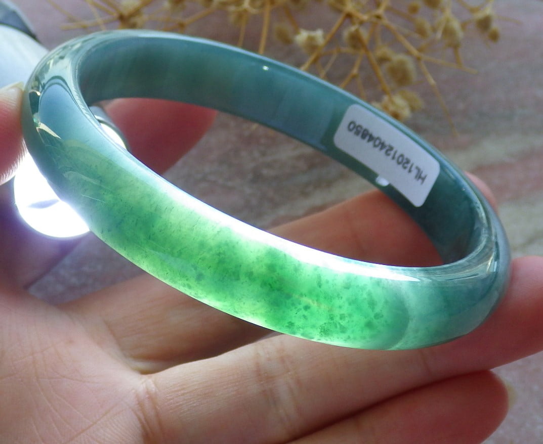 Icy Green Natural A JADE Jadeite Bangle Bracelet 60 mm 684436 TN