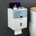 thumbnail image 1 of Nordic Blue Bathroom Tissue Organizer: Waterproof, No-Drill Design with Double-Layer Storage – Multi-Functional Roll Holder for Hygienic, Stylish Home Organization, 1 of 6