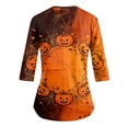 thumbnail image 5 of LNZGNM Halloween Womens Scrub Top V Neck Pocket Three Quarter Sleeve Easy Care Loose Fit Comfortable Stretch Clinic Medical Duty,Coffee(XXL), 5 of 6