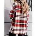 thumbnail image 3 of Tops a cuadros con botones,Blusa de manga larga con botones para mujer, camisa con cuello vuelto, la mejor de su clase, 3 of 4