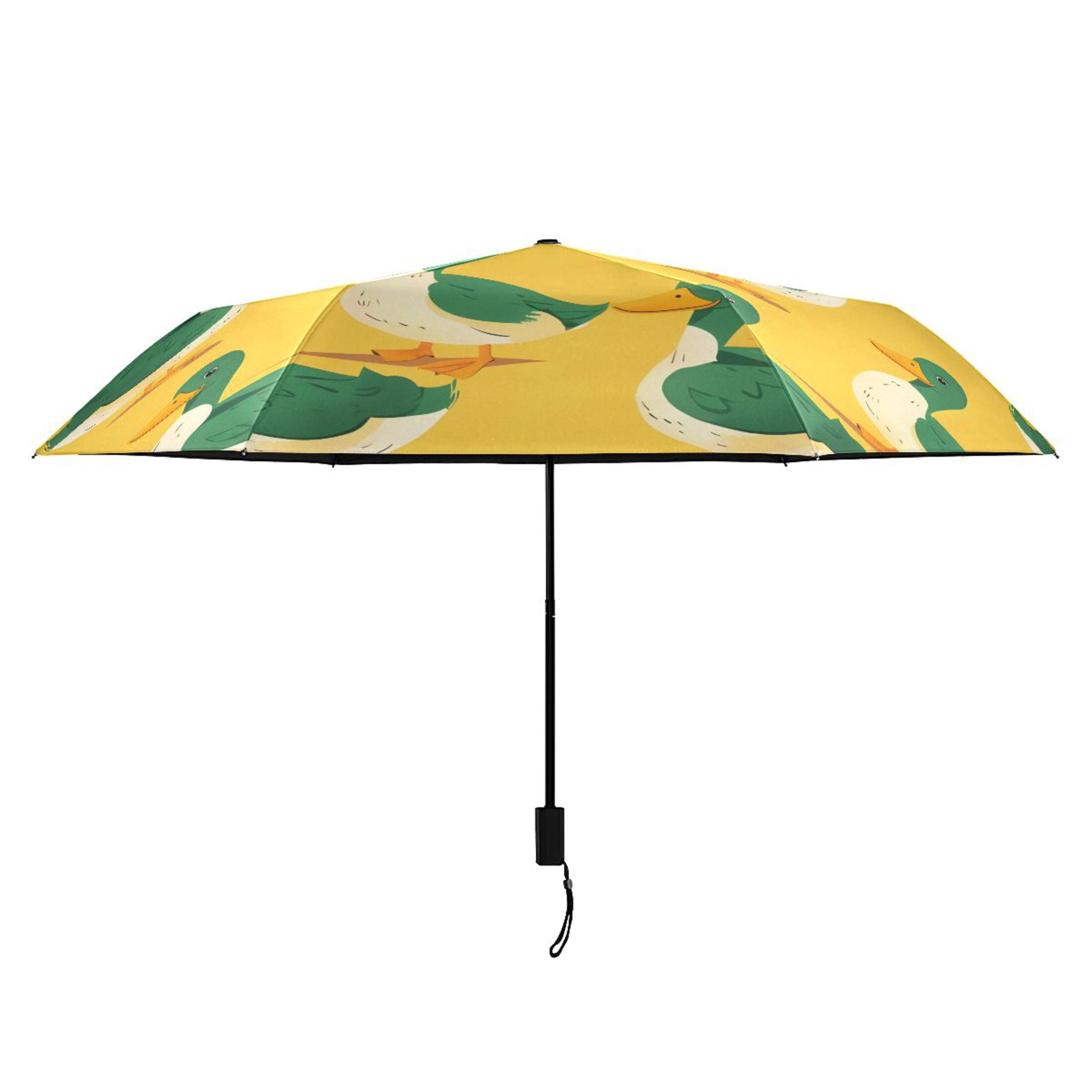 Cartoon Happy Duck Compact Sun Umbrella Windproof Travel Umbrellas for Rain Strong Portable UV Protection