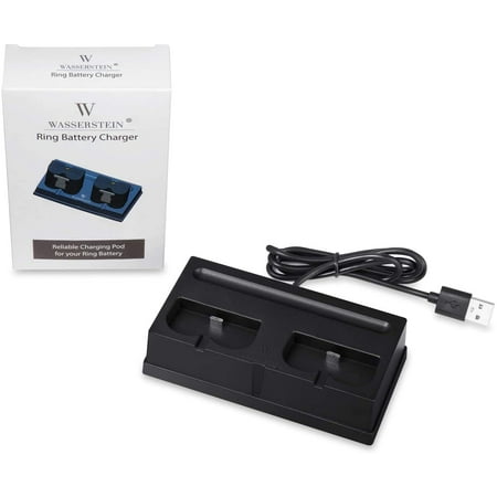 Wasserstein - Battery Charger for Ring Stick Up Cam Battery, Ring Spotlight Cam Battery, and Ring Video Doorbell 2 - Black