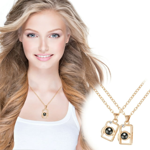 Xihbxyly En venta Collar magnético para parejas y proyección de costura en forma de corazón en 100 idiomas