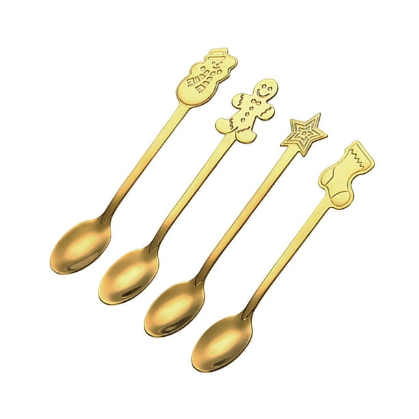 4 piezas Cucharas de café Cuchara agitadora Cubiertos de cocina Cuchara de acero inoxidable para opcion 2