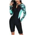 thumbnail image 2 of Herrnalise Women's Swimwear Color Block Zipper One-piece Swimsuit Long Sleeve Crew Neck Stretchy Sun Protective Surfing Water Sports Rush Guard Sets For M, 2 of 5
