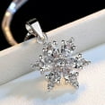 thumbnail image 2 of MATROOY Women Fashion 925 Sterling Silver Shiny Crystal Snowflake Pendant Necklace-Silver, 2 of 4