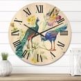 thumbnail image 2 of Designart 'Iris Flowers and Peacocks' Traditional Wood Wall Clock, 2 of 5