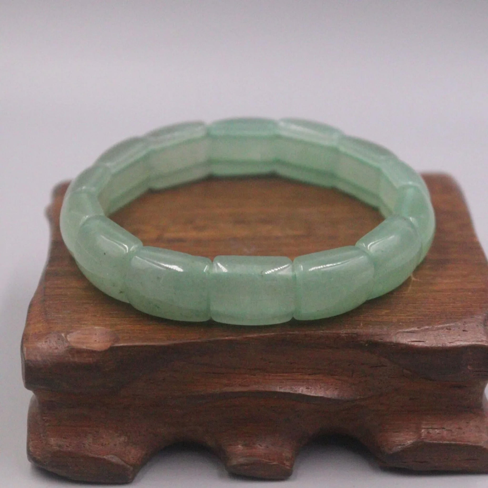HOOUN Natural Jade Aventurine Women 12mm Width Long Square Beaded Elastic Bracelet