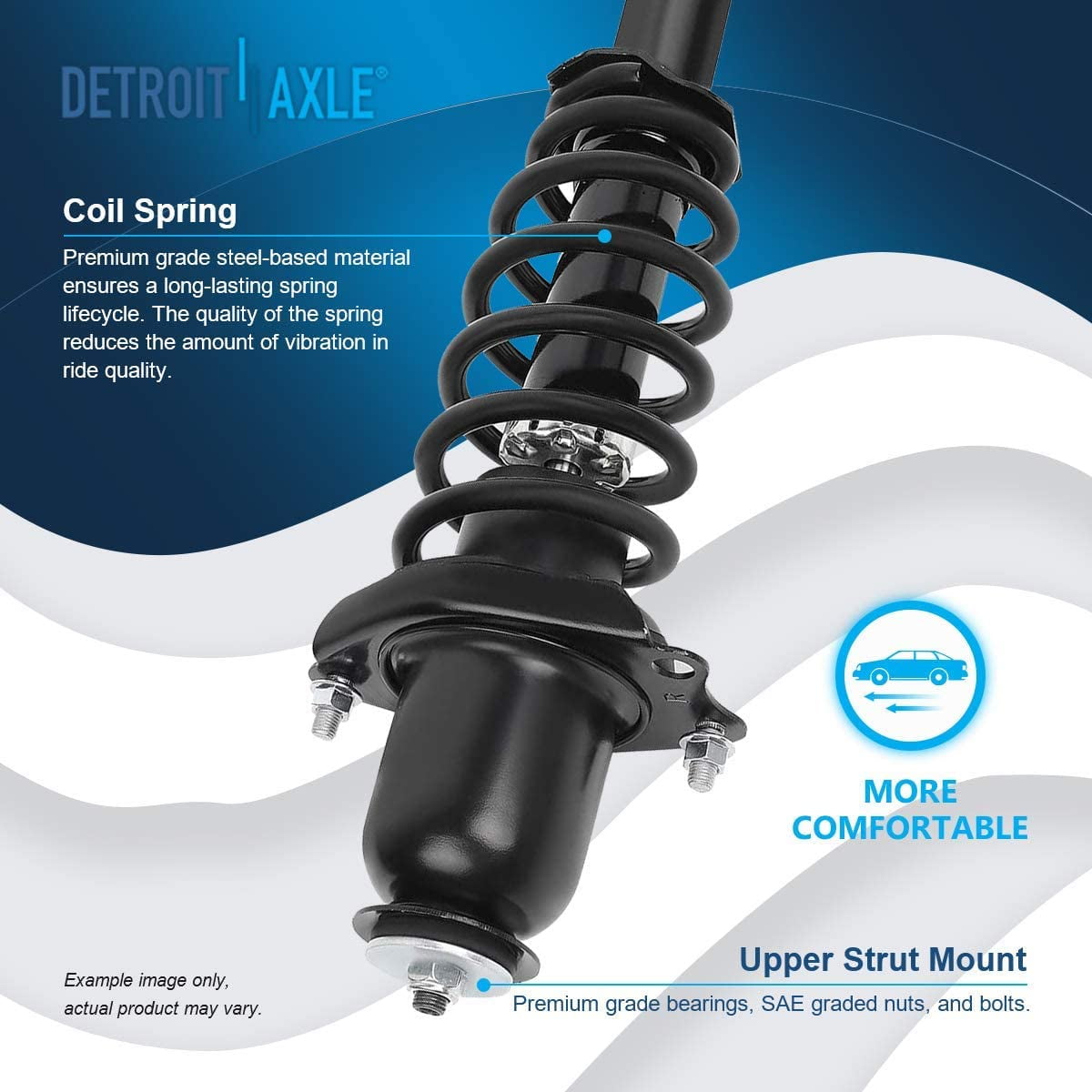 Detroit Axle - Rear Struts for 2009-2013 Toyota Corolla 09-10 Pontiac Vibe Complete 2 Struts with Coil Spring 2010 2011 2012 Quick Install Ready Struts Shocks Assembly