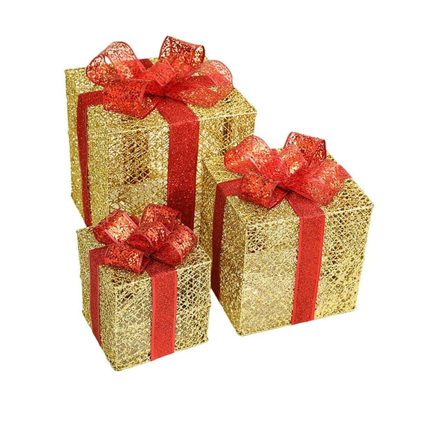 Caja decorativa navideña,Cajas de regalo Decoraciones navideñas Festival de interior,Cajas de regalo de Navidad para decorar escaparates,Caja de regalo con lazos para árbol de Navidad,Cajas